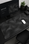 Custom-Printed Charcoal Waves Desk Mat