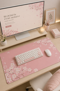 Custom-Printed Cherry Bloom Desk Mat