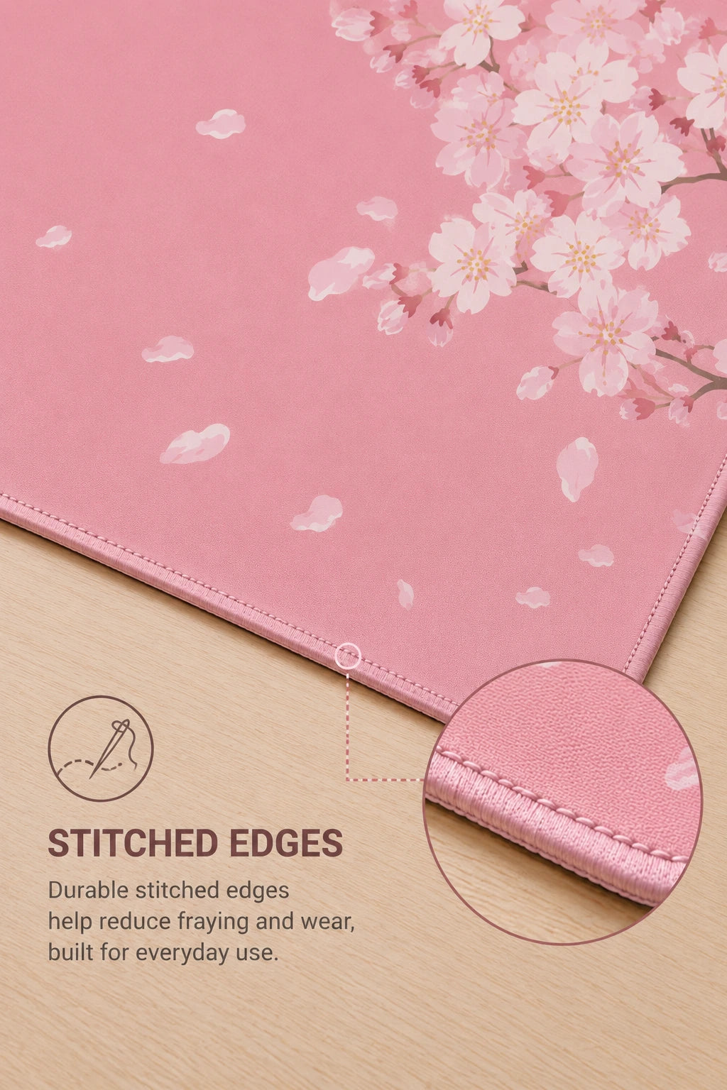 Custom-Printed Cherry Bloom Desk Mat