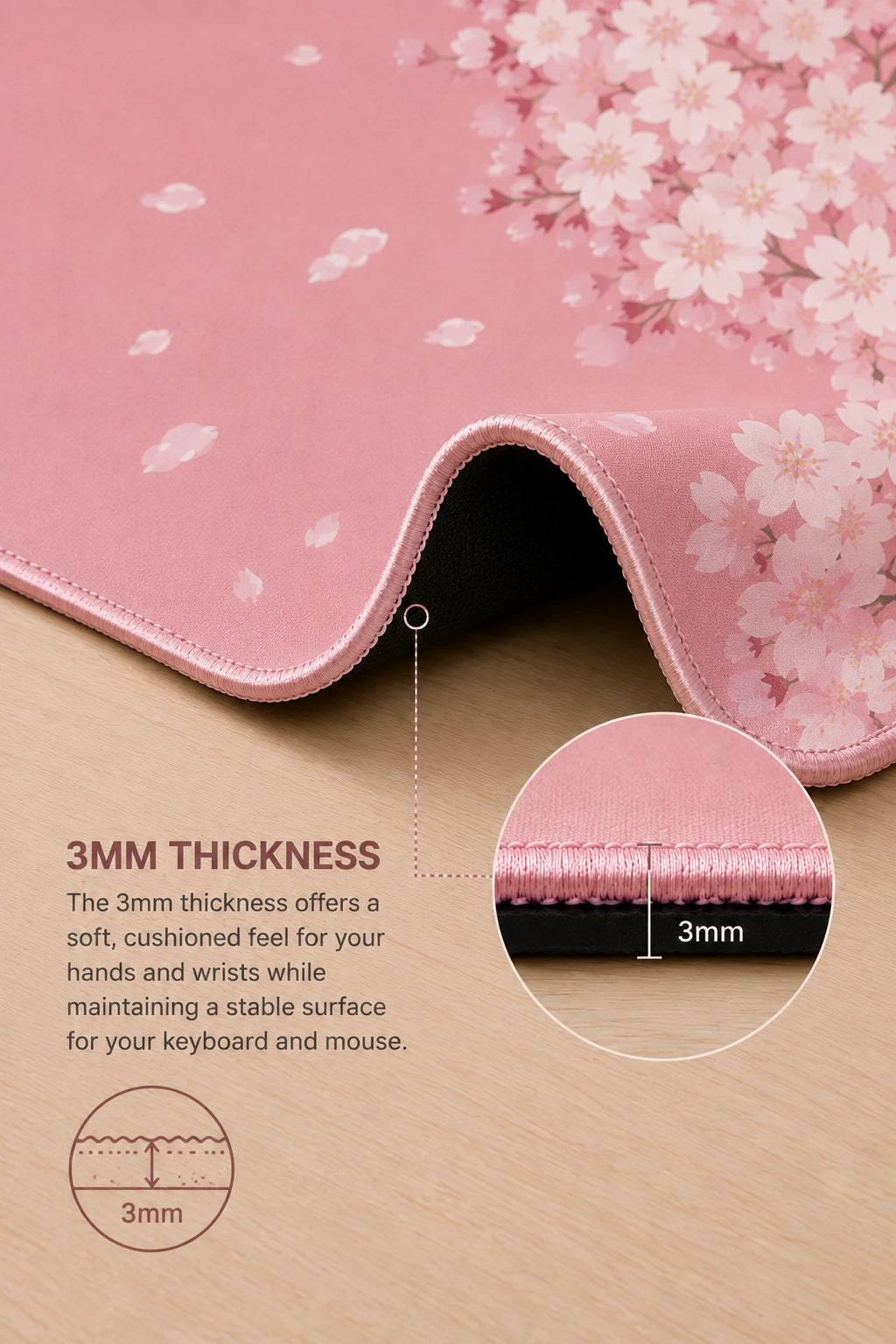 Custom-Printed Cherry Bloom Desk Mat