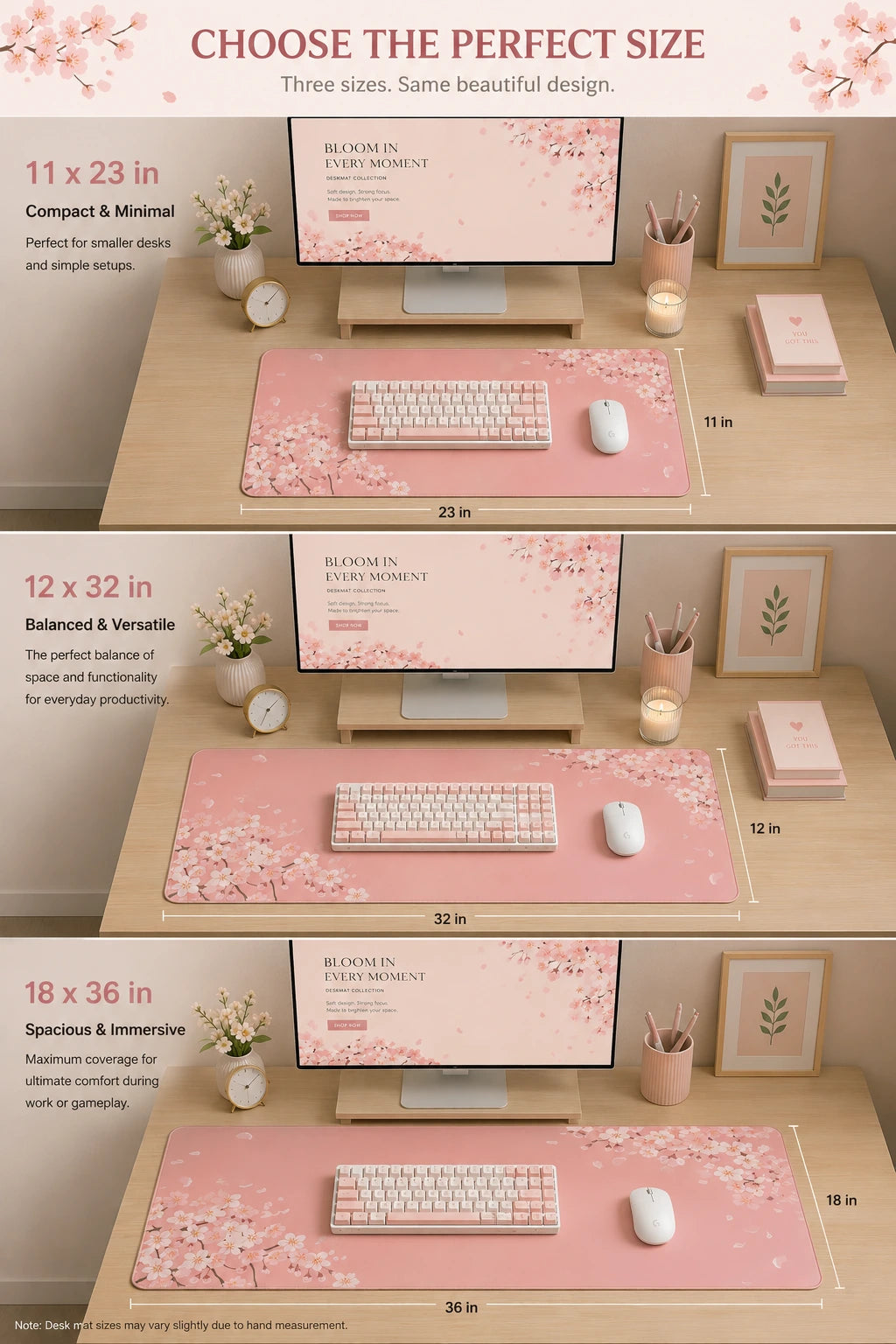 Custom-Printed Cherry Bloom Desk Mat