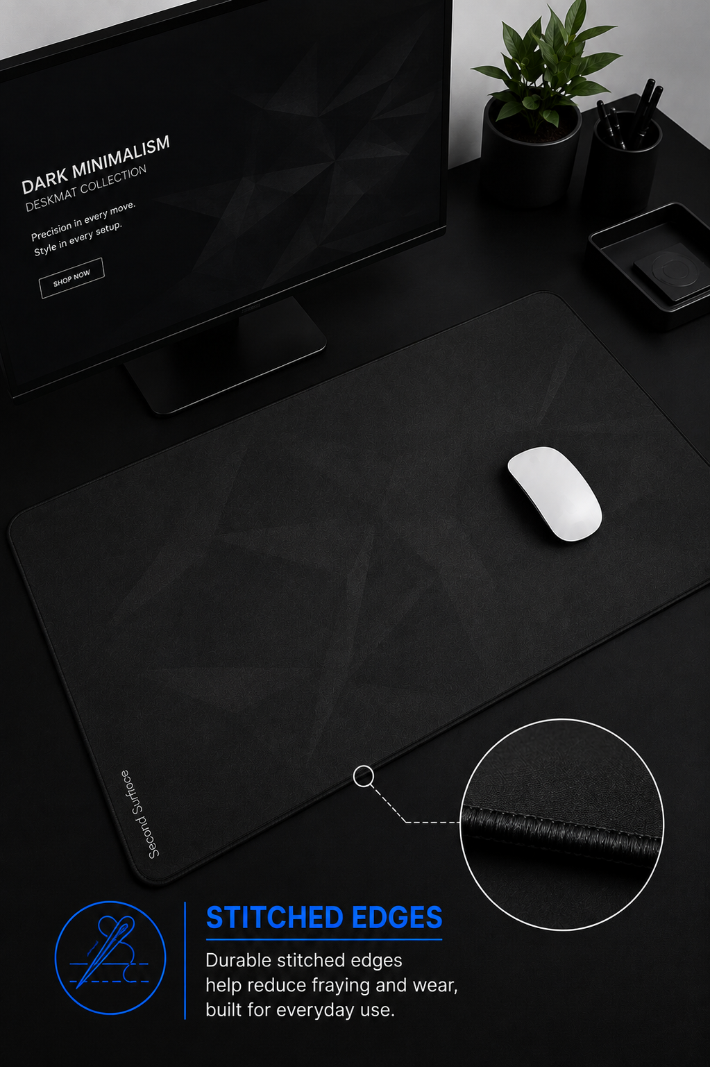 Custom-Printed Dark Minimalism Desk Mat