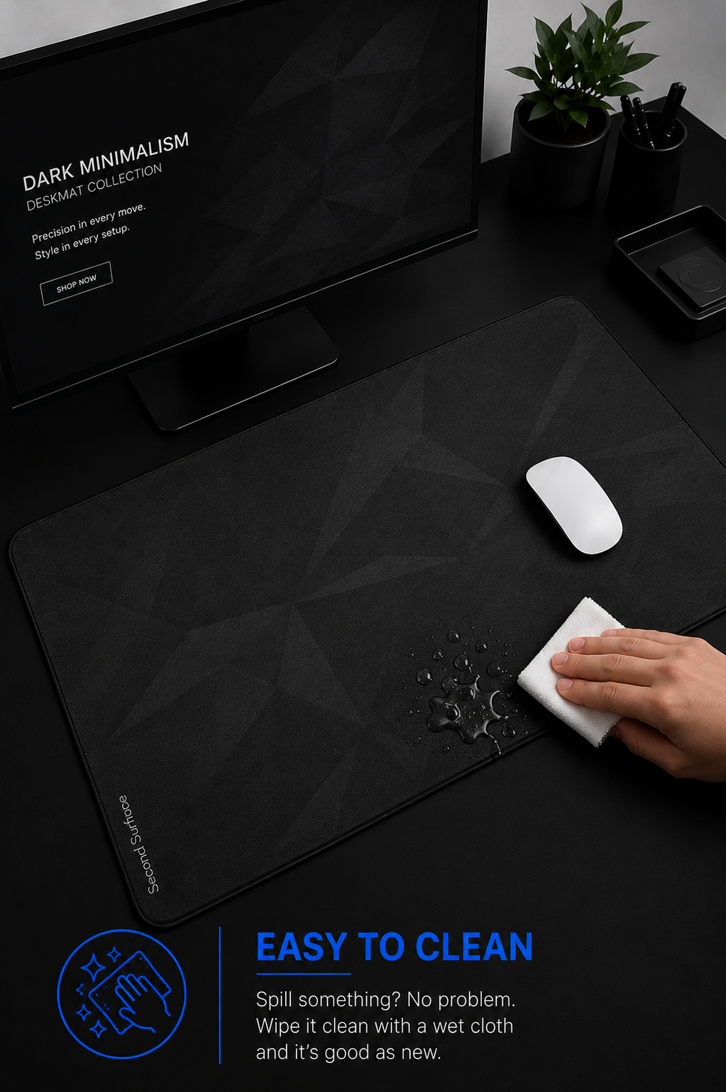 Custom-Printed Dark Minimalism Desk Mat