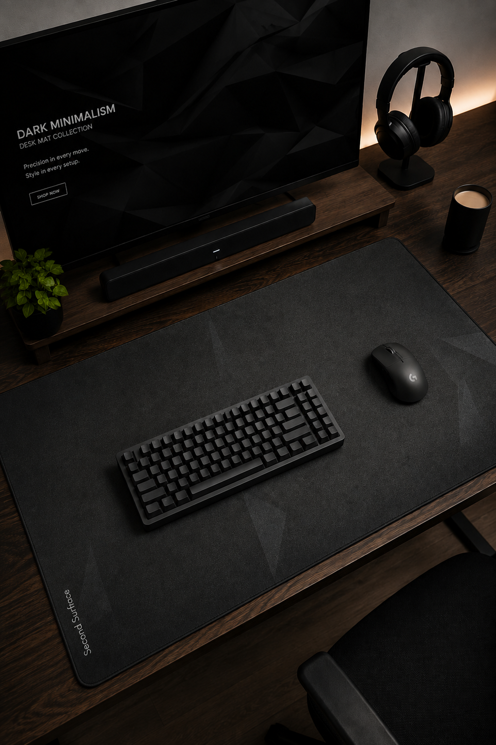 Custom-Printed Dark Minimalism Desk Mat